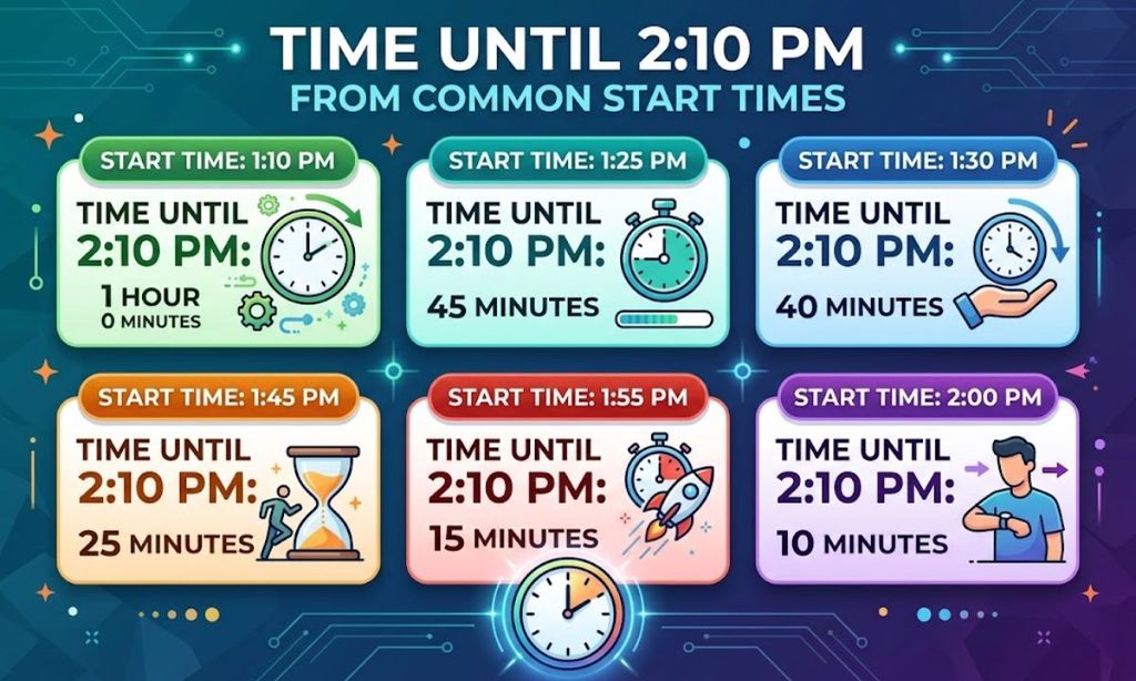 Time Until 210 PM From Common Start Times
